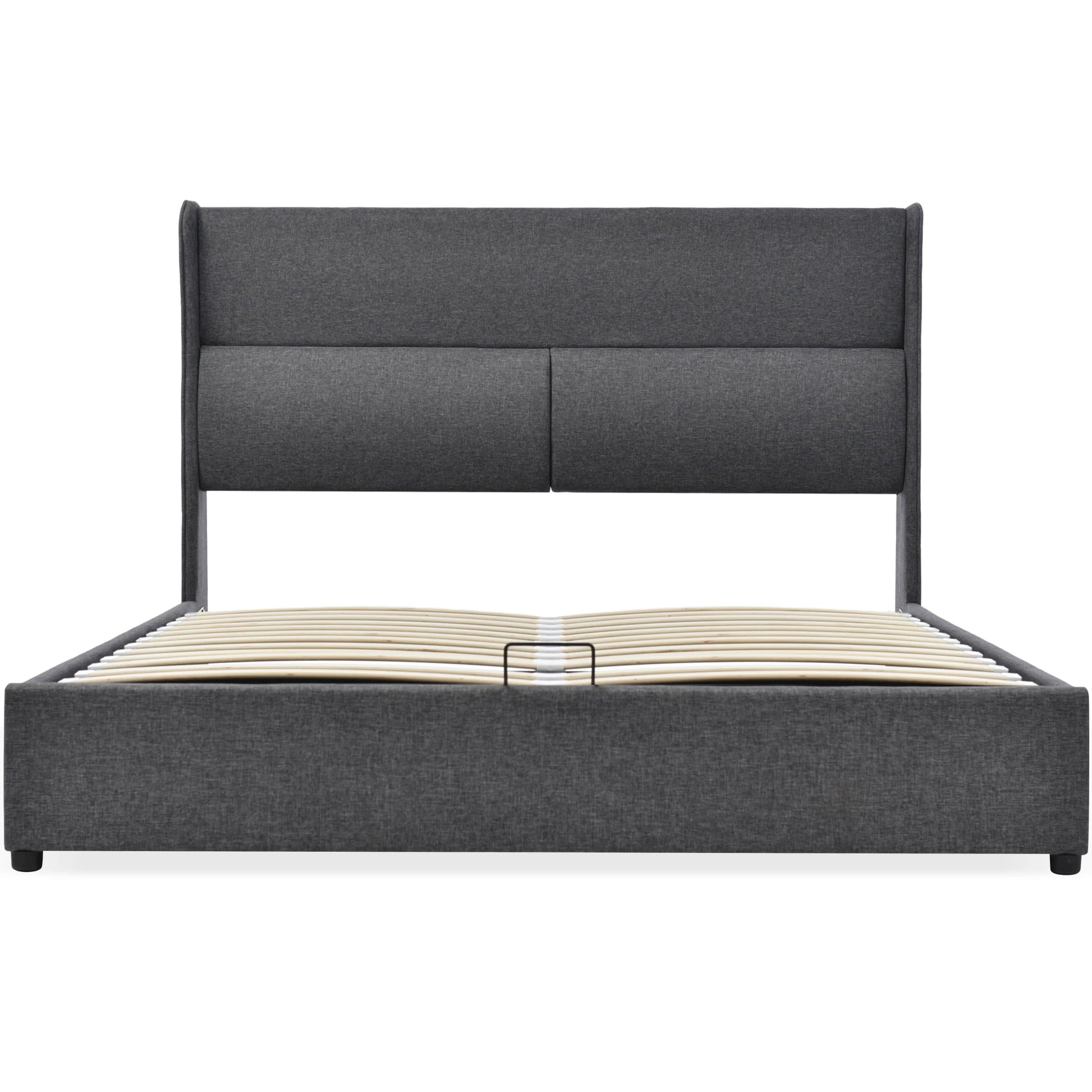 Bedbank – Slaapbank – Sofa Bed – Logeerbed – Kinderbed – Fluwelen Bekleding – Lattenbodem – 90x200 cm – Donkergrijs – Knoop- en Spijkerdetail – Stevige Houten Poten - QUORE