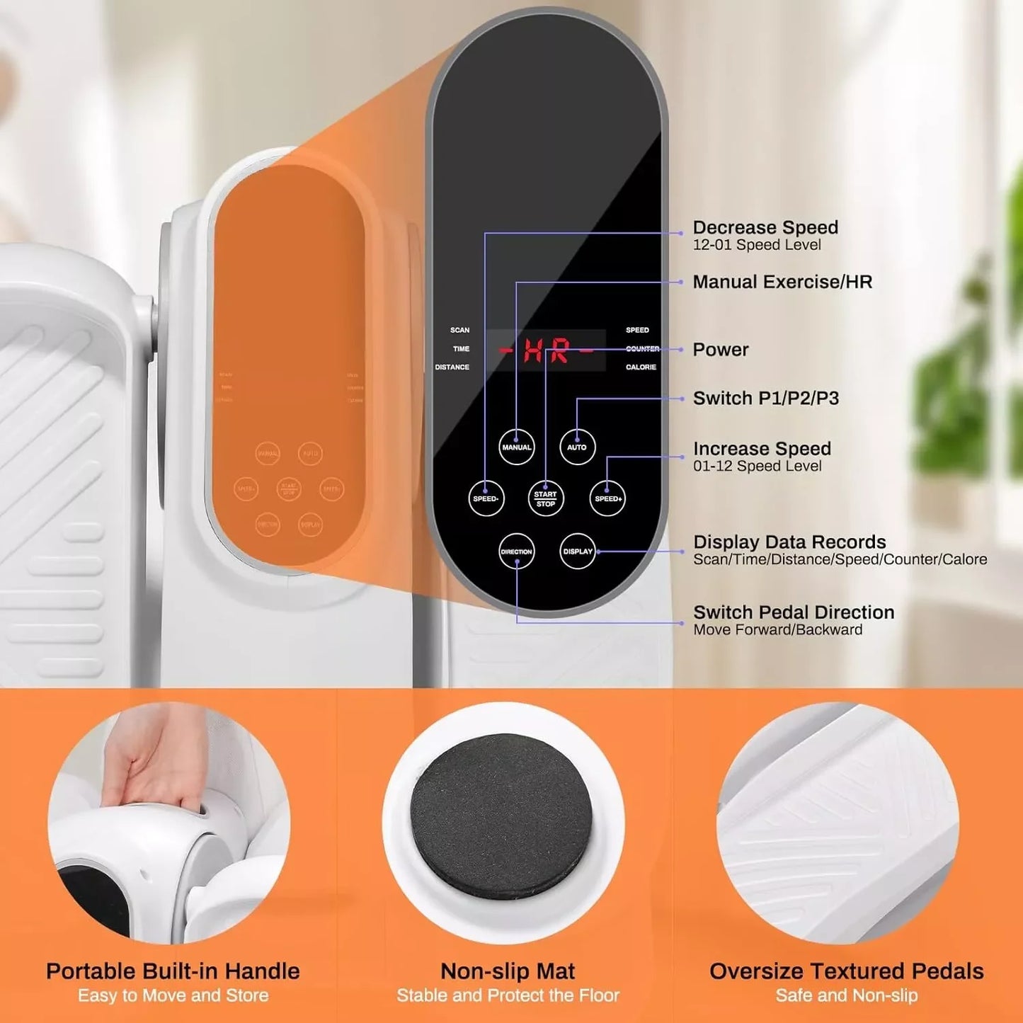Elektrische Elliptische Trainer – Crosstrainer – Fiets Trainer – Zit Fiets – Pedal Trainer – Stil & Compact Ontwerp – Verstelbare Snelheid Met Afstandsbediening