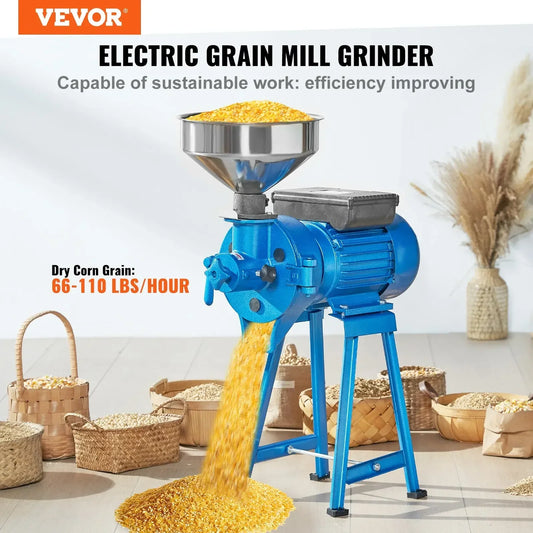 VEVOR 1500W 220V Electric Grain Grinder Corn Wheat Flour Cereal Mill Wet & Dry