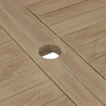 Tuintafel – Opvouwbare Tafel – Buiten Tafel – Balkon Tafel – Massief Teakhout – Weerbestendig – Parasolgat - 120 x 70 x 75cm -  Natuurlijk Grijs