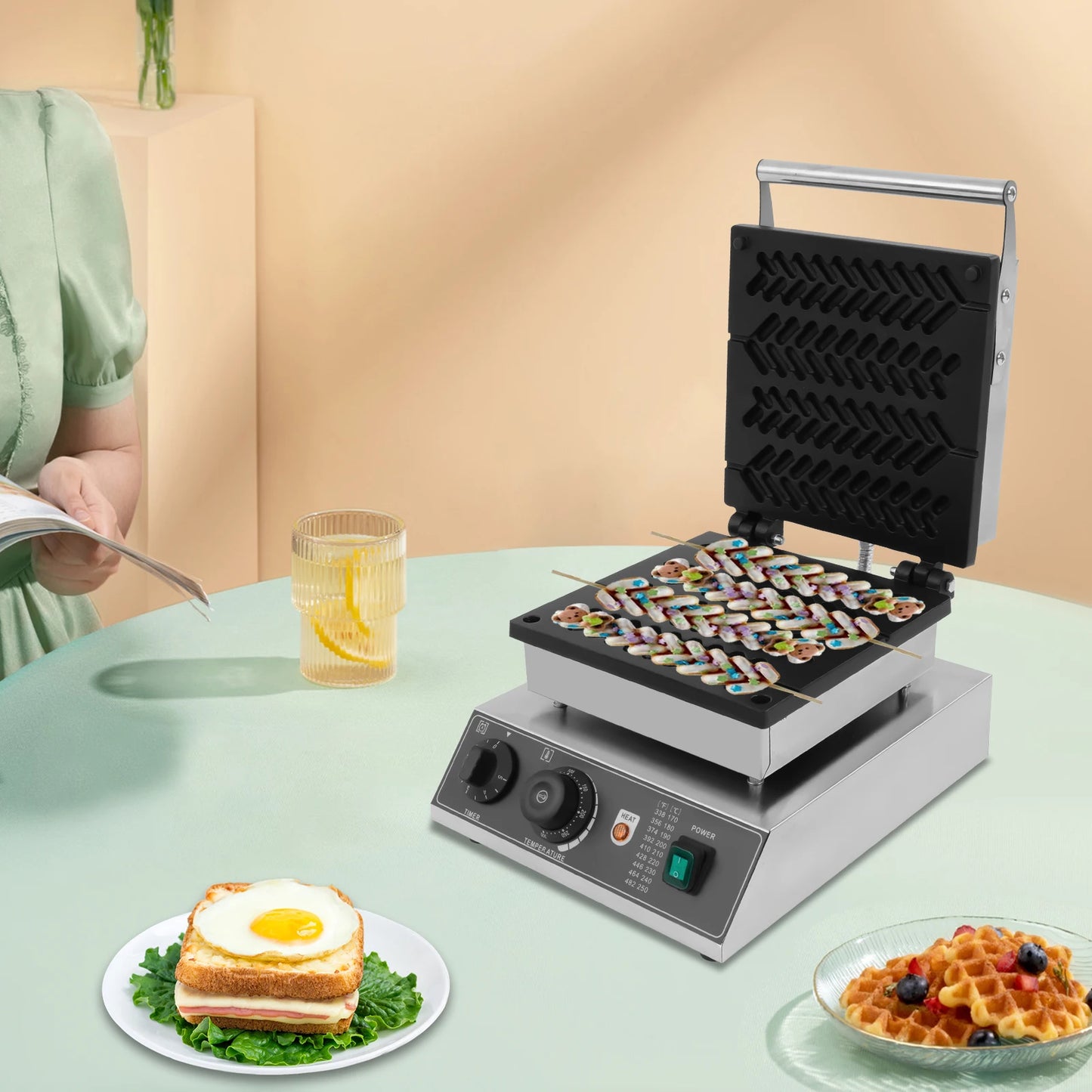 Wafelijzer – Wafel Maker – Wafelijzer Tarwestengel – Wafel Bakker – Wafelijzer 4 Wafels – Gietaluminium – Non-Stick Coating
