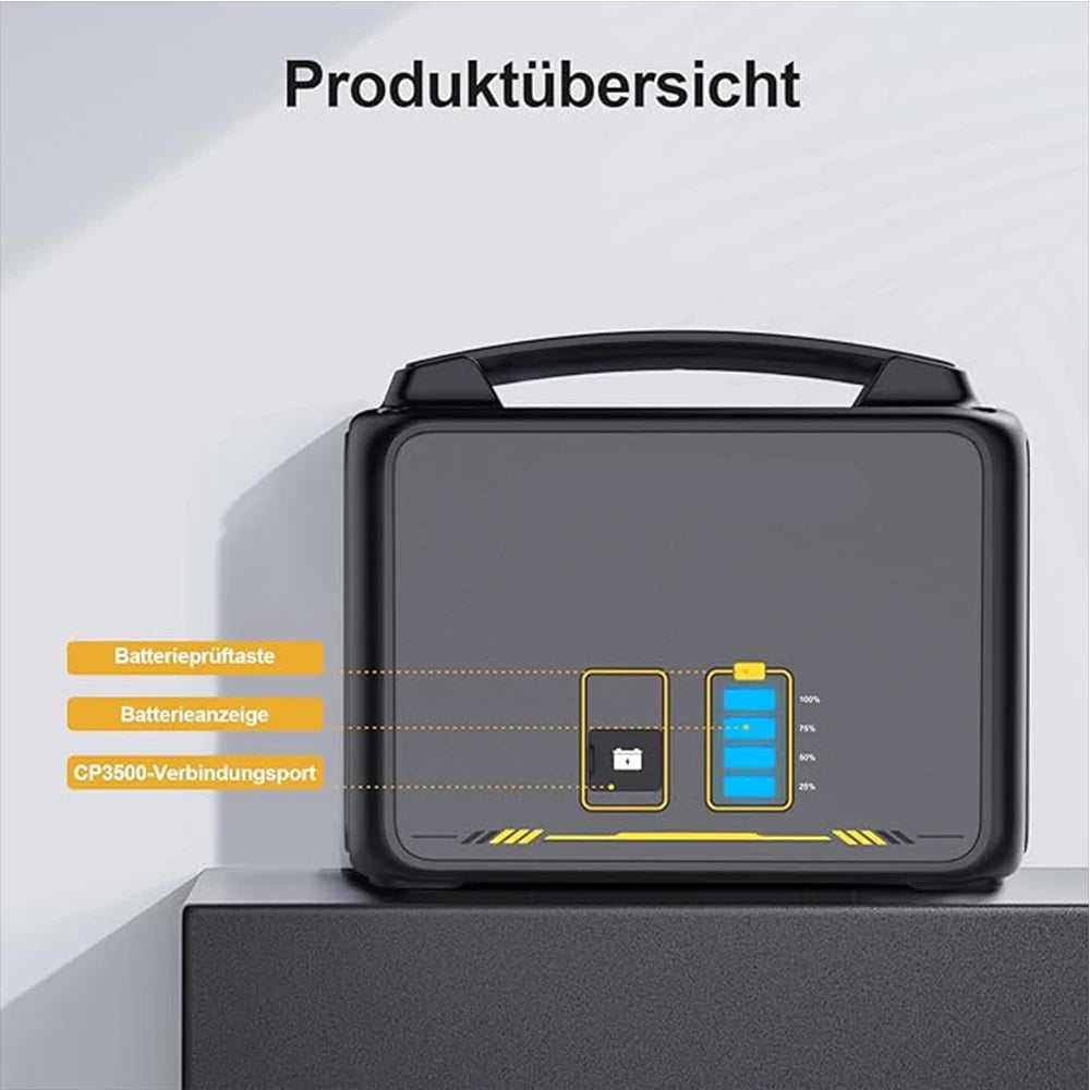 Powerstation - Stroomgenerator - Mini-Generator - Draagbare - met extra batterij - 1548 Wh - LiFePO4 - 3500 mAh - -20°C to 55°C - voor Thuis - Tenten - Buiten - Kamperen - 36 x 27 x 28 cm - Zwart/Geel