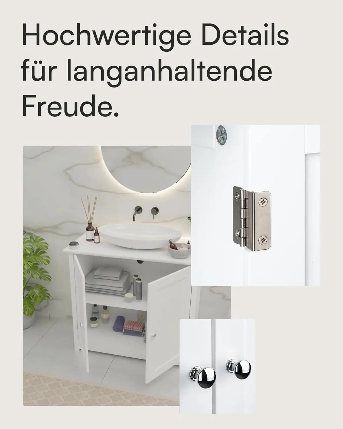 Sink Base Cabinet - Badkamerijdelheid - Opbergkast - Magnetische vergrendeling - Verstelbare plank - MDF-constructie - 60 cm x 60 cm x 30 cm - Wit
