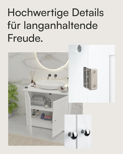 Sink Base Cabinet - Badkamerijdelheid - Opbergkast - Magnetische vergrendeling - Verstelbare plank - MDF-constructie - 60 cm x 60 cm x 30 cm - Wit