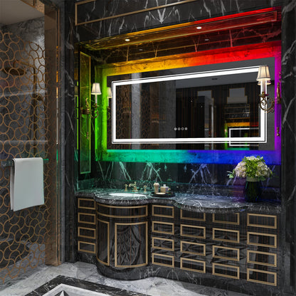 Badkamerspiegel - Badkamerspiegel met Verlichting - Smart Spiegel - LED Badkamerspiegel -  80x80cm - RGB Verlichting, Dimbaar, Anti-condens & Slimme Touch Bediening