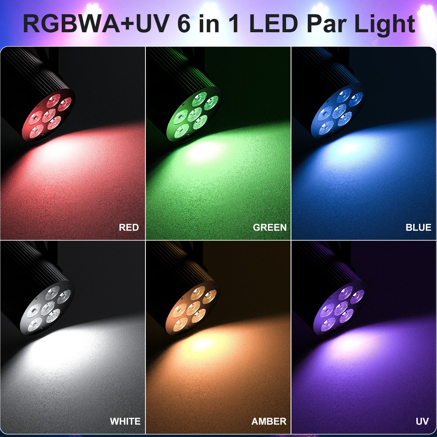 Led Par Licht – LED Discolamp – Podiumverlichting – DJ Verlichting – Feestverlichting – 60W Vermogen – RGBWAUV Kleurenmix