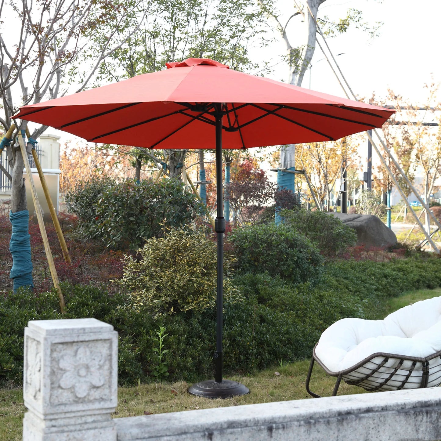 Terrasparasol – Parasol – Buitenparasol – Zonnescherm – Schaduwparasol – 4,5 Meter Breed – 12 Stalen Baleinen