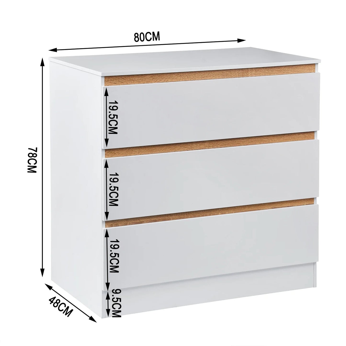 Ladenkast - Dressoir Kasten - Opbergkast - Nachtkastje - voor Slaapkamer - Studeerkamer - Woonkamer - Hal - 80 x 48 x 78 cm - Wit