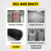 Chicken Wire - Garden Fencing - Garden Fencing - Welded - Vinyl Coated - 24in x 50ft - Black Hardware Cloth &amp; Mesh