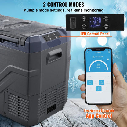 Auto Koelkast - Elektrische Koelbox - Koelbox - Mini Koelkast - 55L Capaciteit - 12/24V DC Compressor - Dual-Zone Mini Vriezer - Instelbaar Temperatuurbereik  - Draagbare - voor Camping