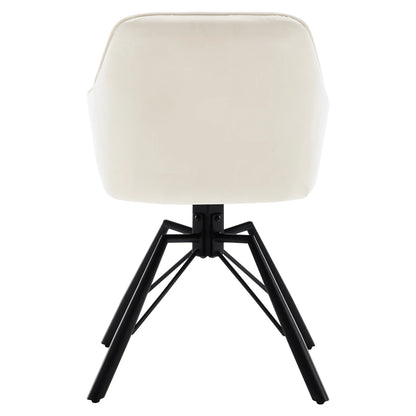 Draaibare Eetkamerstoel – Set van 2 - Eetkamerstoel – Stoel – Draaistoel – Comfortabel – Velvet Bekleding – 360° Draaibare Zitting - Fluweel - Crème - QUORE