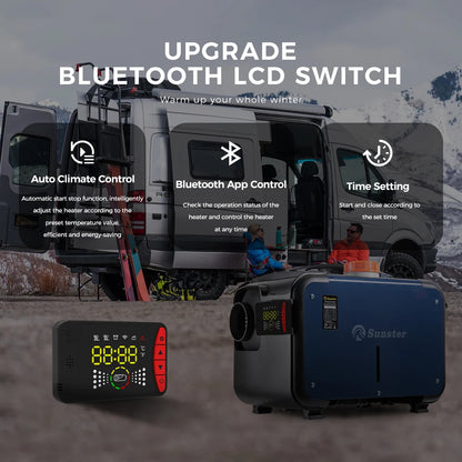 Dieselkachel - Elektrische kachel - Kachel en ventilatoren - Benzineluchtkachel - Bluetooth-appbediening - GEEN stroomadapter - 12V - 8KW - 5L - Blauw