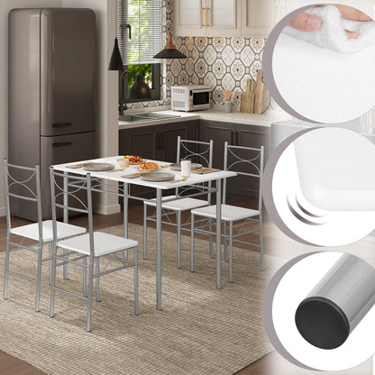 WOLTU Dining Table with 4 Chairs Dining Set for 4 Seat Metal Frame Kitchen Table Rectangular Dining Table Dining Room Furniture
