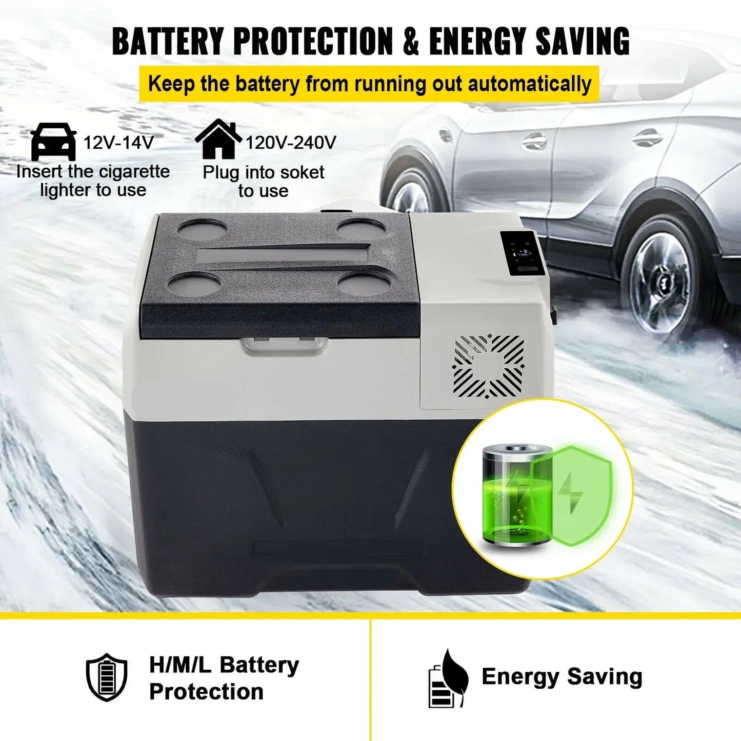 Draagbare Compressor Koelkast – Mini Koelkast – Auto Koelkast – Camping Koelkast – Picknick Koelkast – 50 Liter – Snel Koelen – Meerdere Stroomopties