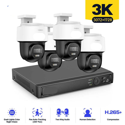 Bewakingssysteem – Beveiligingscamera – Domecamera – Netwerkcamera – Mensdetectie – 12MP Beeld – 4K Recorder - Ingebouwde HDD: 4T