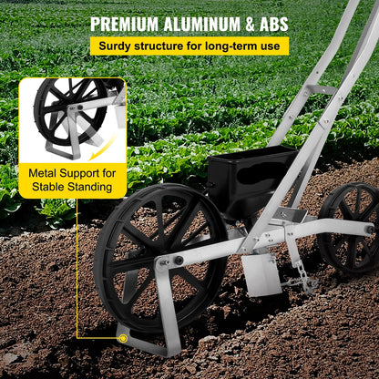 Tuin Push Zaaimachine - Handmatige - Tuin - Duw Zaaimachine - Aluminium en ABS - Rij Gewas Planter met Zes Verwisselbare Zaadplaten - Rijmarkering - voor Het Zaaien - Verschillende Gewassen - Groenten - Zaaien