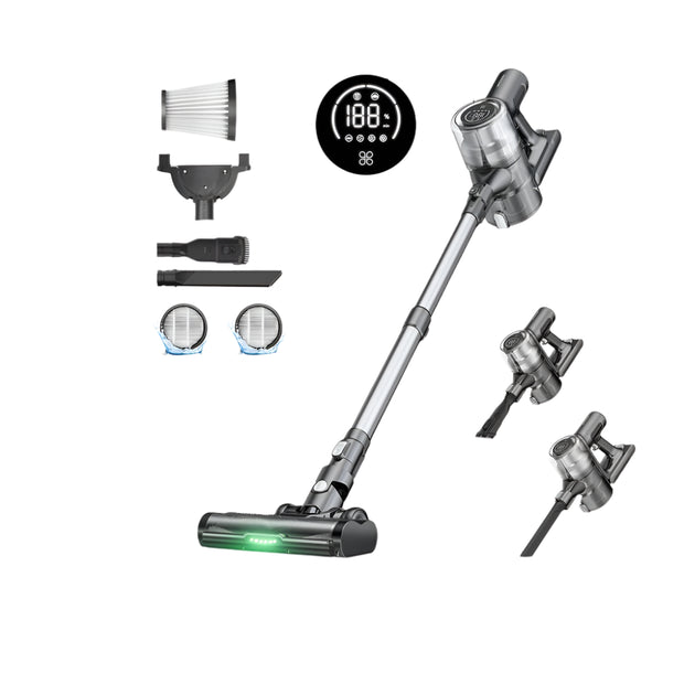 Cordless Stick Vacuum Cleaner - Stick Vacuum Cleaner - Vacuum Cleaner - Cordless Stick Vacuum Cleaner - Powerful Suction - 35Kpa - Stick Vacuum Cleaner - with green light - LED display - Anti-tangle brush - Gray