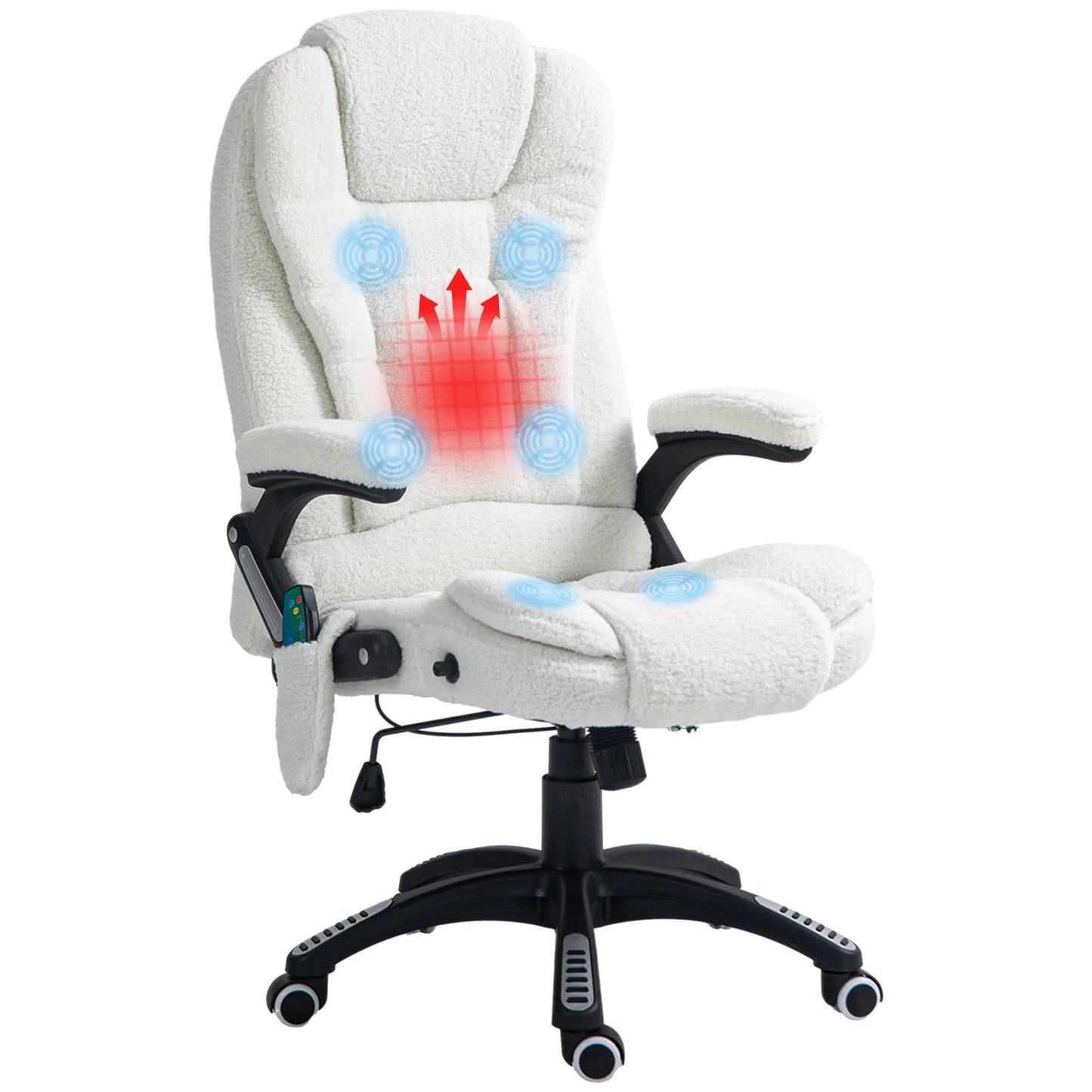 Massagestoel – Bureaustoel – Relaxstoel – Massagefauteuil – Ontspanningsstoel – 6 Massagepunten – Verstelbare Hoogte - Wit