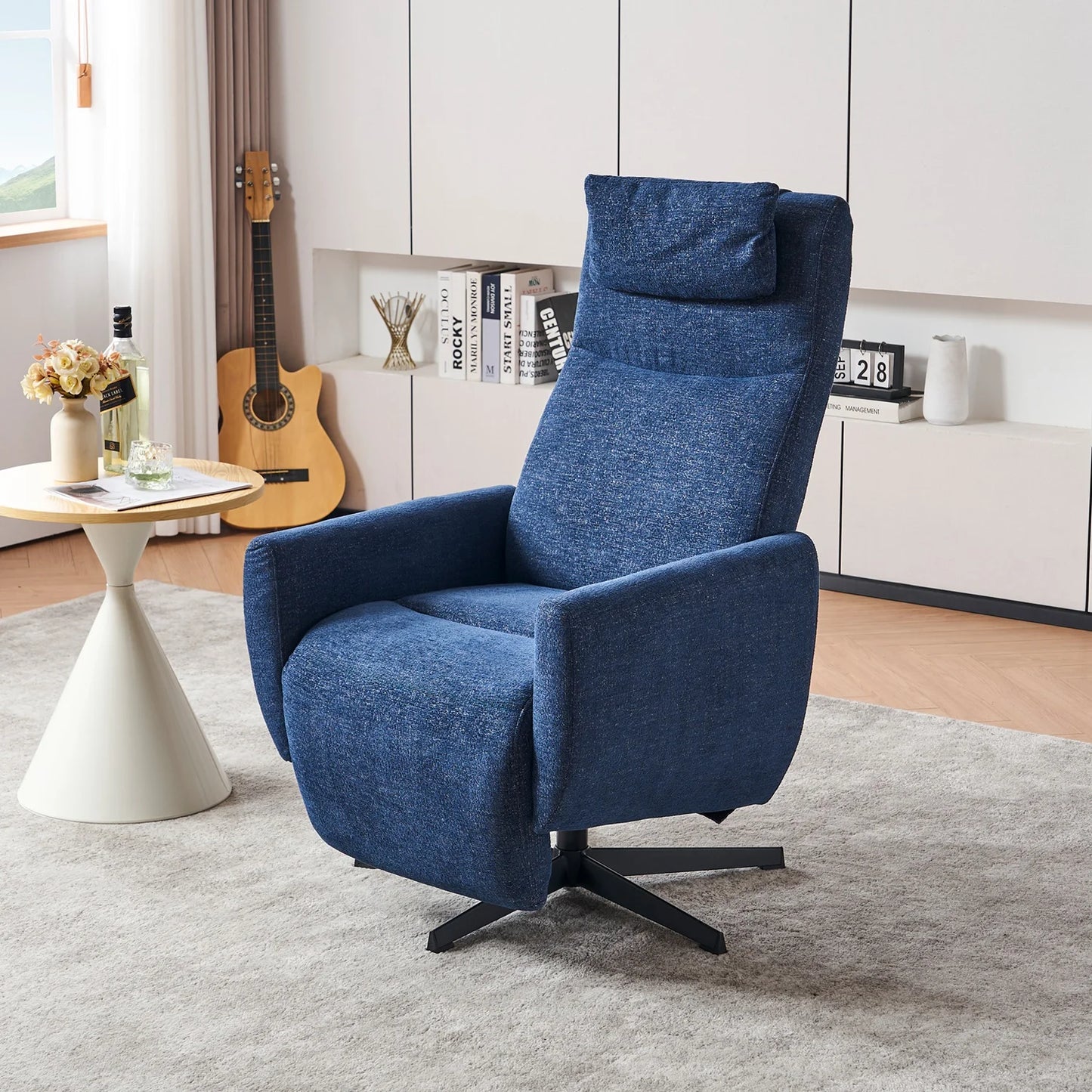 Loungestoel – Relaxstoel – Fauteuil – Zitstoel – Verstelbare Rugleuning – 360° Draaibare Basis – Chenille Stof