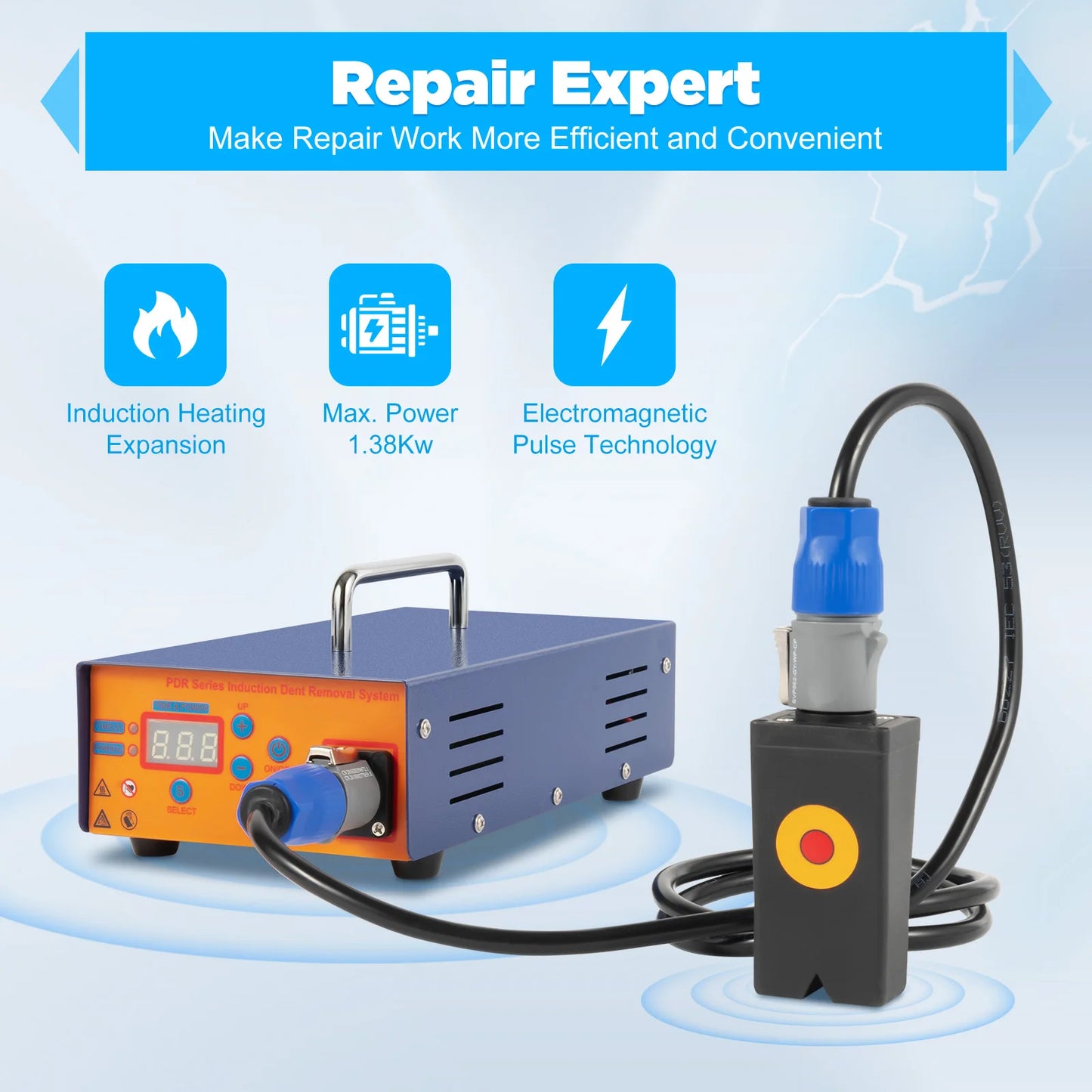 Inductie Deukreparatie Tool – Deukverwijderaar – Deukhersteller – Auto Deuk Reparatie – Compact – 1,38KW Vermogen – Veilig Isolerend Element