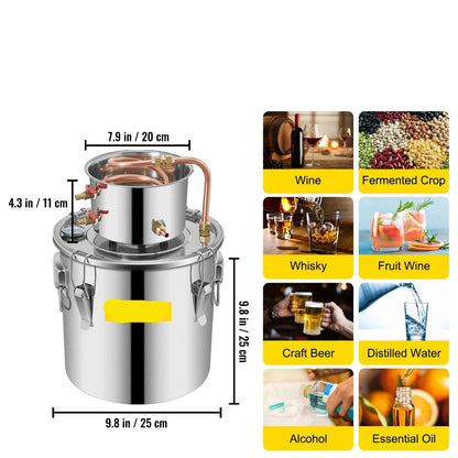 Distilleerapparaat - Distilleerketel - Distilleerketel - Distilleren - 3 Gal - Home DIY Brewing Distilling Kit voor Fruit Wijn Brandy