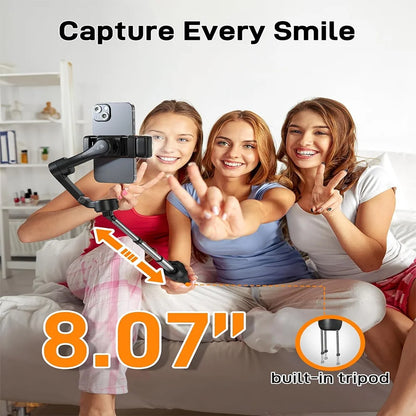 Gimbal Smartphone - Gimbal for Smartphone &amp; Camera - Handheld Mirrorless - 3-Axis - AI Face Tracking - Stabilizer for Smartphone - Carbon Fiber Material - Panning &amp; Roll Angle 330 - Tilt Angle 80 - White