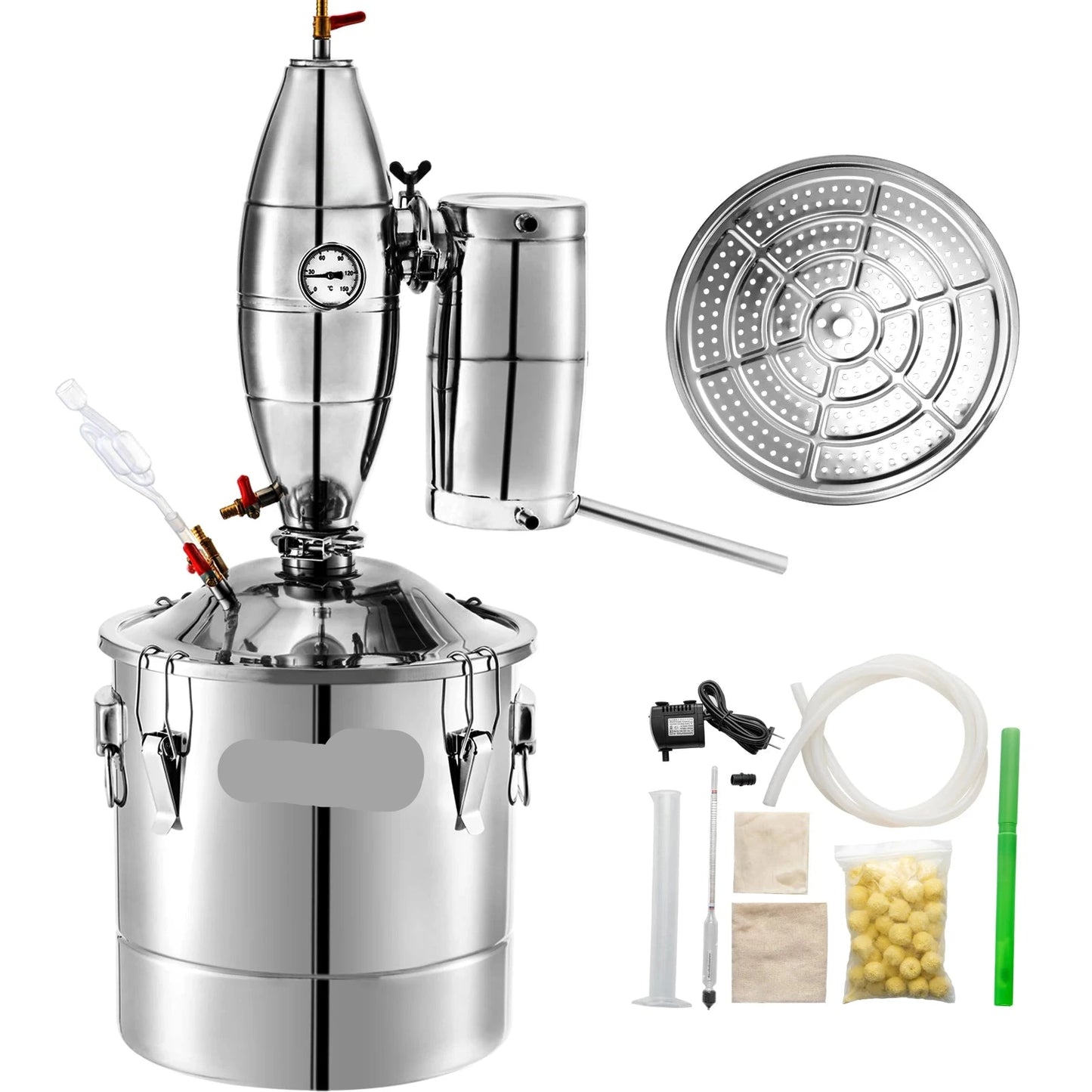 Alcohol Distilleerder - Destilleerapparaat Etherische Olie - Moonshine Still Distiller - Distilleerketel voor Alcohol - 70L - RVS - Bierbrouw Installatie - DIY Wijnapparaat - voor Bier - Wijn - Moonshine & Etherische Oliën