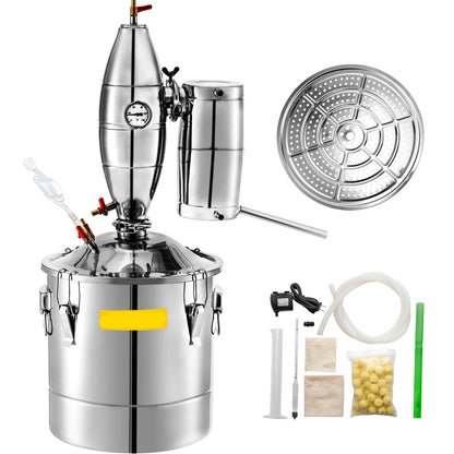 Distilleerketel - Destilleerapparaat - Moonshine - 50L - Alcohol Distiller - Professionele Thuisbrouwset - voor Bier, Wijn, & Etherische Oliën - QUORE