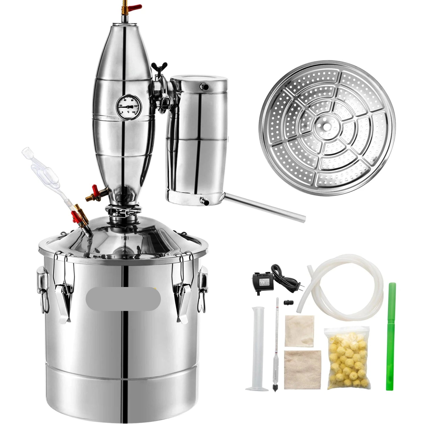 Alcohol Distilleerder - Destilleerapparaat Etherische Olie - Moonshine Still Distiller - Distilleerketel voor Alcohol - 30L - RVS - Bierbrouw Installatie - DIY Wijnapparaat - voor Bier - Wijn - Moonshine & Etherische Oliën