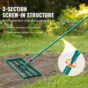 Lawn Rake - Leaf Rake - Rake - Leveling Rake - Lawn Leveler - Heavy Duty Lawn Leveling Rake - 10x36inch - with 78inch Steel Extended Handle - for Garden Golf Lawn Farm