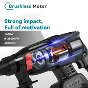 Hamerboormachine - Klopboormachine - Snoerloze boormachine - Boormachine - Klopboormachine - 26MM Borstelloze Elektrische Hamer - zonder batterij inbegrepen