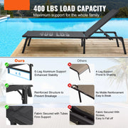 Outdoor Lounge Chair - Buiten Lounge Stoel - Zwembad Chaise Lounge - Waterdicht Mocha - Chaise Lounge Stoel - Chaise Lounge Stoel - Buiten Aluminium Patio Lounge Stoel - Verstelbaar - Ligstoel voor Stran - Donkergrijs