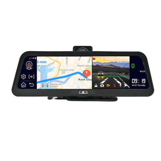 Dashcam voor Auto - 10" 4G Android 8.1 Dashcam - GPS Navigatie, Dual 1080P Camera - ADAS Rijhulp - Parkeermodus - Achteruitrijcamera - WiFi - Bluetooth - G-Sensor - Loop Recording - Zwart