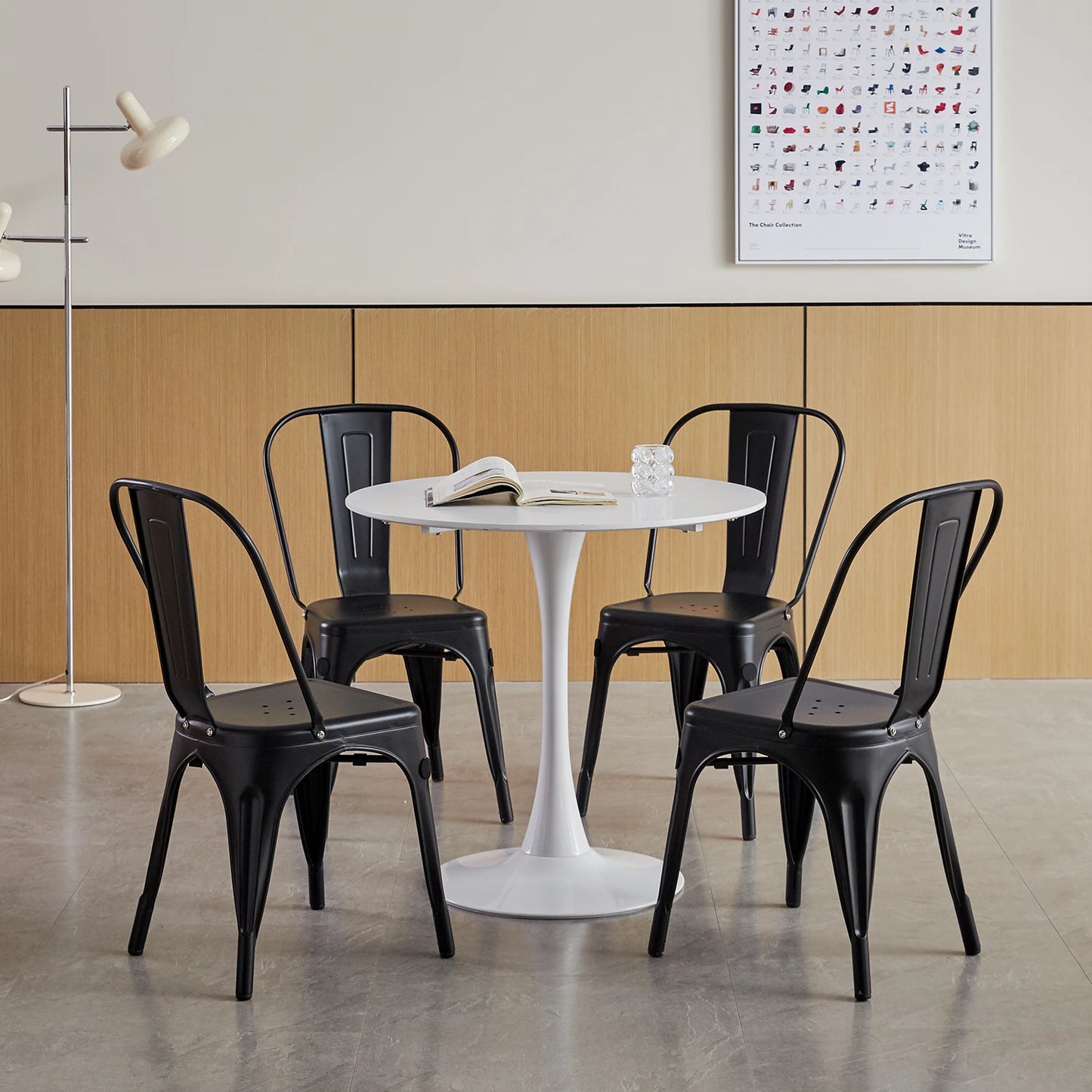 EGOONM Set of 4/8 Modern Metal Dining Chairs Industrial Style Chairs Stackable Used for Restaurant Terrace Outdoor Dining Chair