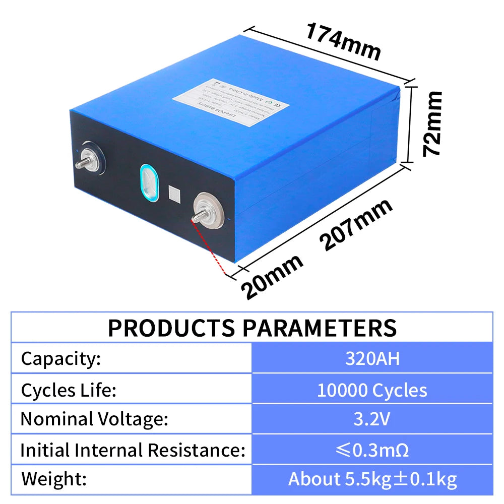 LiFePO4 Accu – Lithium Batterij – Solar Accu – Camper Accu – Boot Accu – 320Ah Capaciteit – Aluminium Behuizing Compact