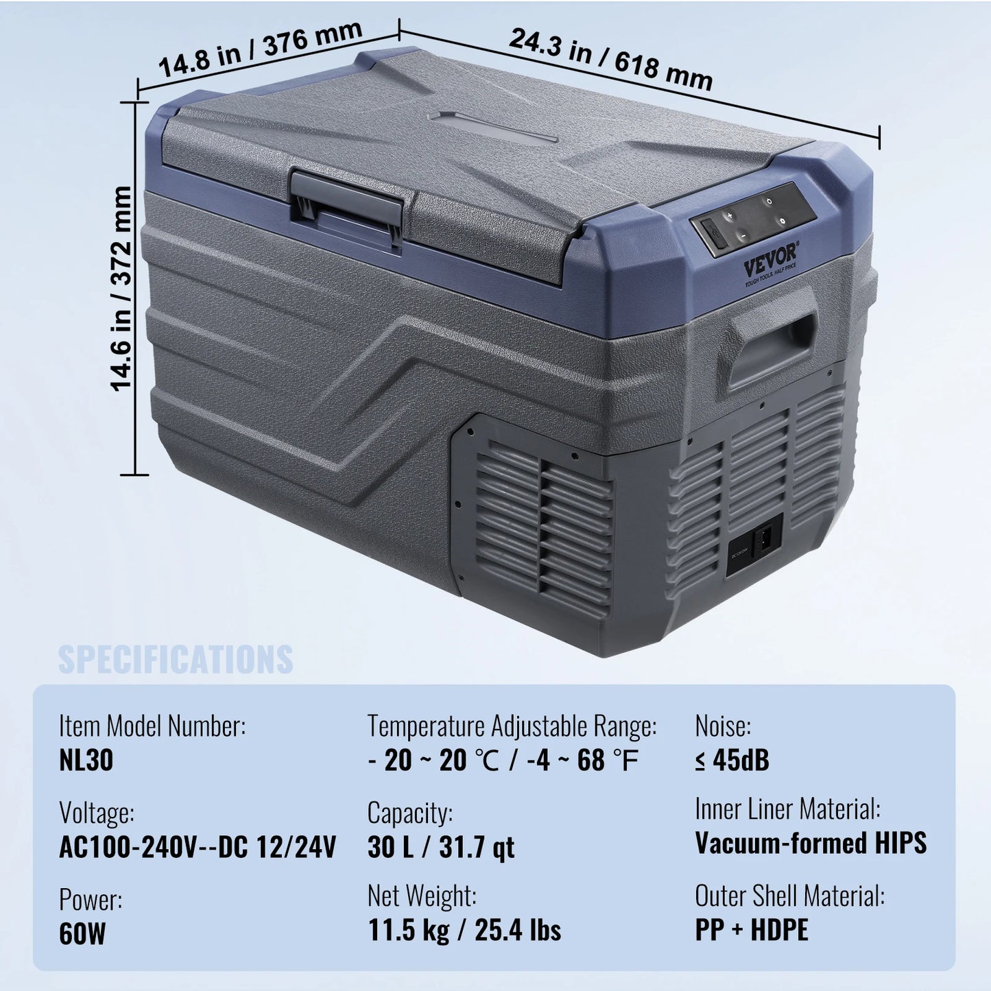 SucceBuy Car Refrigerator  12 Volt Car Refrigerator Fridge  37 L -4℉-68℉ 12/24V DC and 100-240V AC for Outdoor Camping and RV