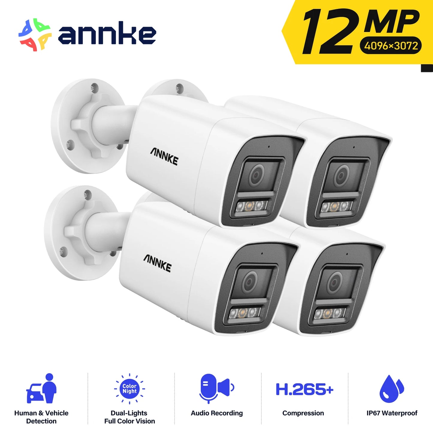 Beveiligingscamera – Camerabewaking – Bewakingscamera – Buitencamera – IP-camera – 12MP Ultra HD – Smart Dual-Light Nachtzicht