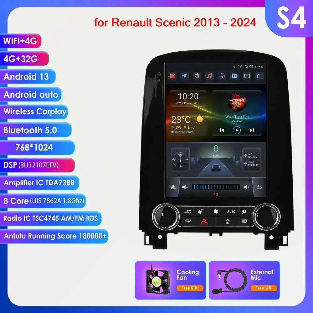 9,7 Inch Autoradio – Multimediasysteem – Navigatie – Carplay – Touchscreen – Android 14 – Snelle Octa-Core Processor - QUORE