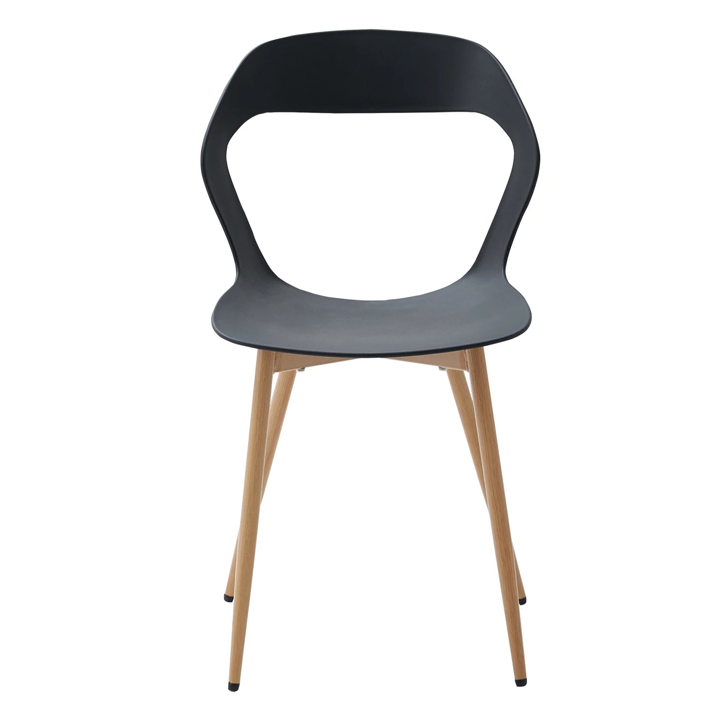 Set van 6 Eetkamerstoelen – Stoelen – Zithoekstoelen – Vergaderstoelen – Make-up Stoelen – Zwarte kunststof zitting – Stevige metalen poten