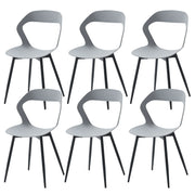 Dining Chairs - Chair - Dining Chair - Set of 6 - Coffee Chair - Modern - Backrest - Minimalist Design - Plastic Seat - Metal Legs - Gray