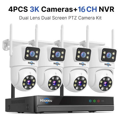Beveiligingscamera Set – Camerabewaking – CCTV Systeem – IP Camera – Beveiligingssysteem – 16-kanaals NVR – 6MP Dual Lens Wifi Camera’s – Automatische Persoonsvolging – Full Color Nachtzicht - QUORE