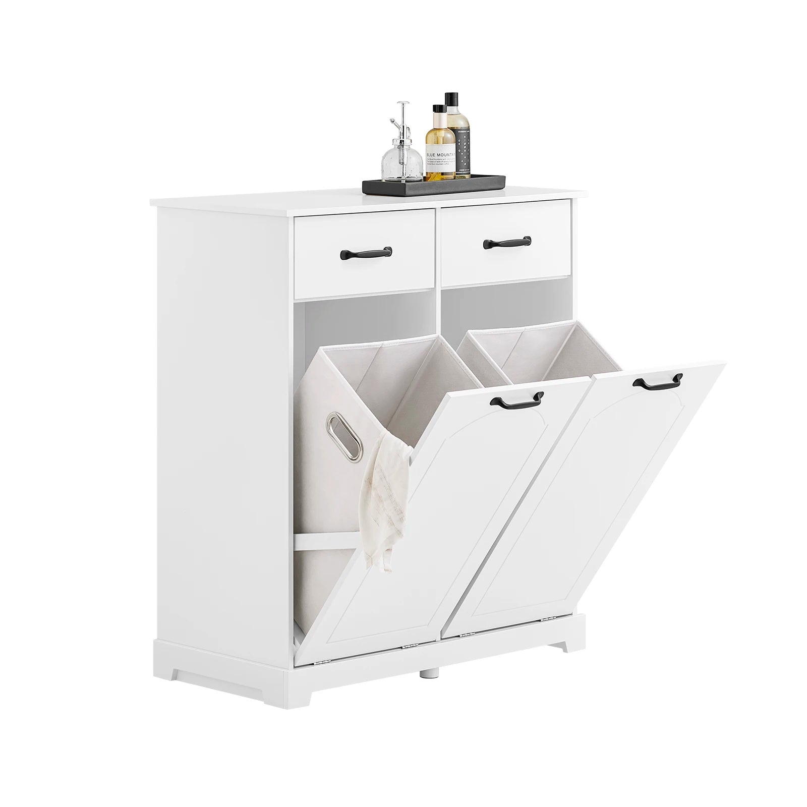 Waskast – Badhangkast – Badhangkastje – Badkamerkast – Wasmandenkast – Wit – Compact en Ruimtebesparend – Vochtbestendig MDF - QUORE