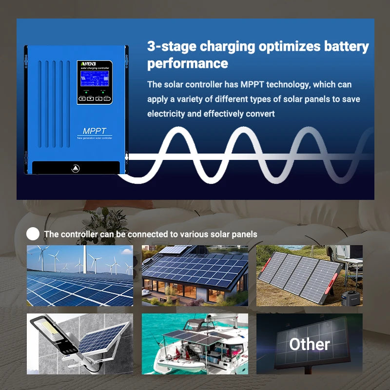 MPPT Laadregelaar – Zonnepaneel Regulator – Solar Controller – Acculader – Zonnelader – 100A Laadstroom – Automatische 12V/24V/48V Systeemherkenning - QUORE