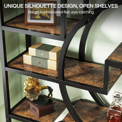 Boekenkast – Open Kast – Boekenplank – Plantenstandaard – Industriële Stijl – Houten Panelen Met Metalen Frame – Verstelbare Pootjes En Anti-Omvalbeugel