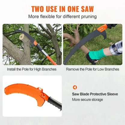 Knoptrimmer - Heggenschaar - Handmatige heggenschaar - Scherp stalen blad - Tuingereedschap - 7,3-27 ft uitschuifbare boomsnoeier - Oranje