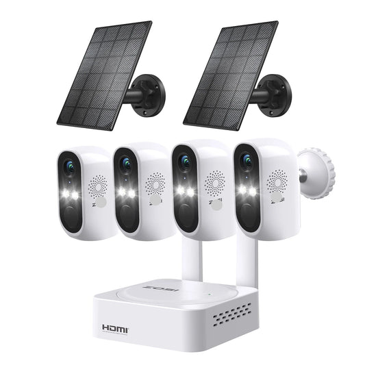 Beveiligingscamerasysteem - Draadloze Camera - Camerabewaking - 8 Kanaals NVR - 3MP Camera’s - Buiten Gebruik - Nachtzicht & Audio - 4 Camera's - 2x Op Zonne-energie