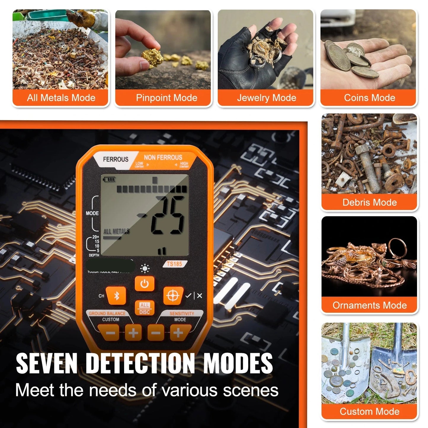 Metaaldetector - Onder Water Metaaldetector - Professionele Metaaldetector - Metaalzoekapparaat - LCD Scherm - 7 Modi - IP68 Waterdichte Spoel - Oplaadbare - Verstelbare - Lengte 39-50 inch - voor Volwassenen - en Kinderen