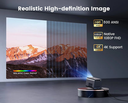 Beamer - Projector - Mini Projector - 4K - FHD 1080P - 30000 Lumen -  Auto Focus & Keystone - WIFI 6 & Bluetooth – Dolby Ondersteuning – Draagbare - Home Theater Beamer – EU Plug - Zwart