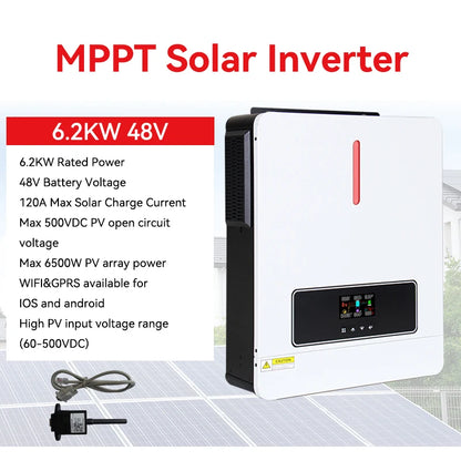 Zonne-omvormer – Solar Inverter – Hybride Omvormer – MPPT Omvormer – Off-Grid Omvormer – 6 kW Vermogen – Dual MPPT & IP65 Waterdicht - QUORE