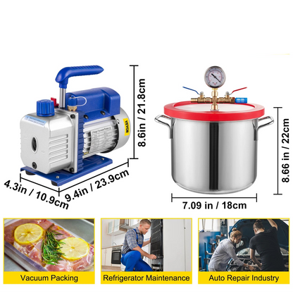 Vacuum Pump - Vacuum Pump Air Conditioner - Vacuum Chamber - Vacuum Chamber with Pump - Refrigeration Equipment - Air Conditioning Pump - 3CFM - 1.5Gallon - Auto Maintenance